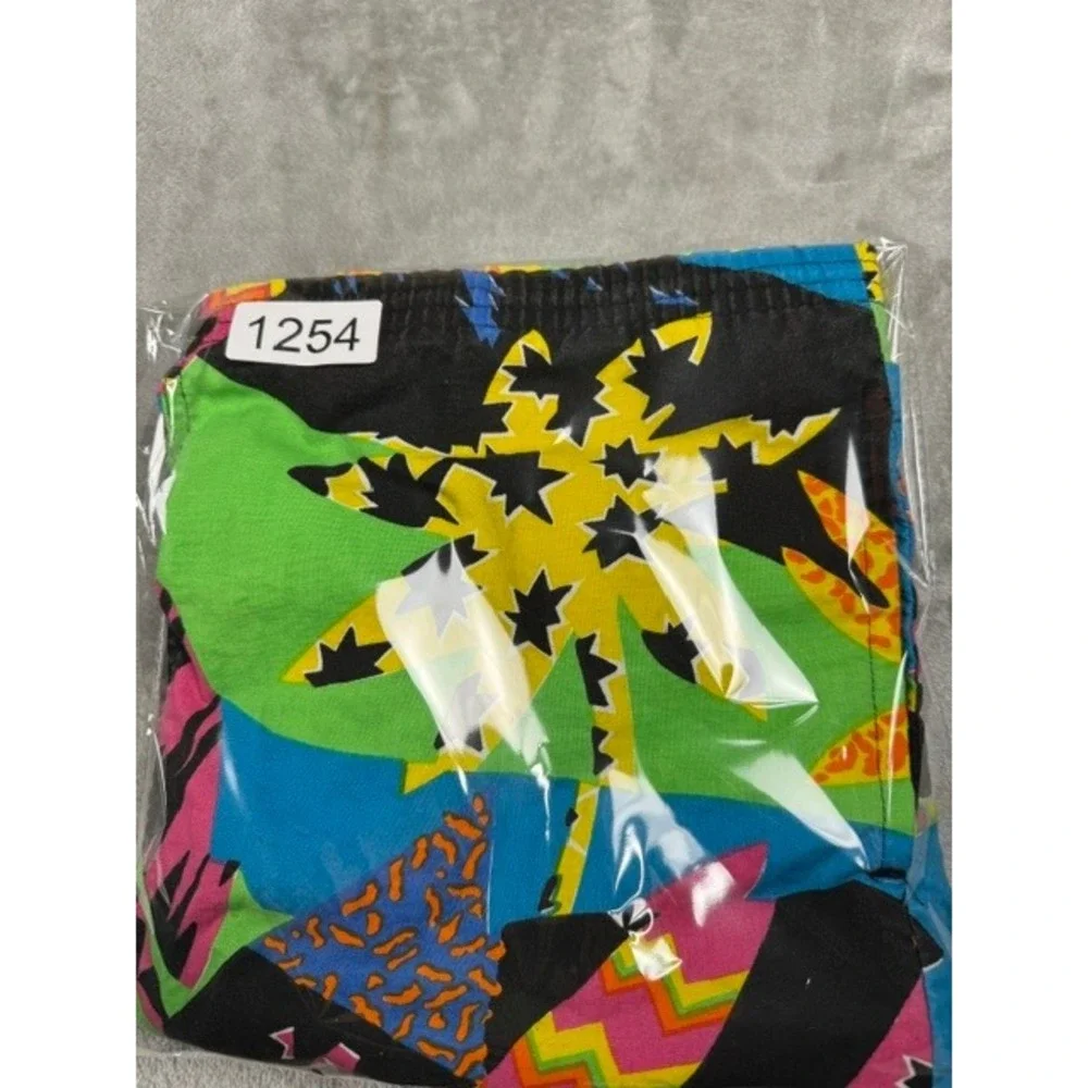 McGregor Swim Shorts Mens L Vintage Neon Geometric Palm Tree Retro Surf Cotton